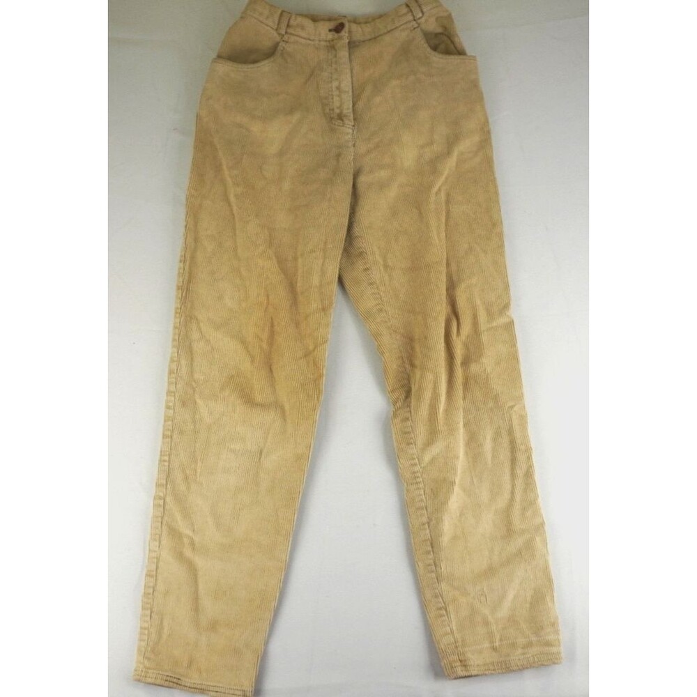 Lauren Ralph Lauren Corduroy Pant Women Size 4 Tan Cream Flap Pockets Y2K